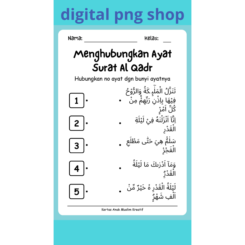 

kertas menghubungkan ayat Al-Qur'an dan menyatukan potongan ayat Al-Qur'an kertas A4 34 lembar