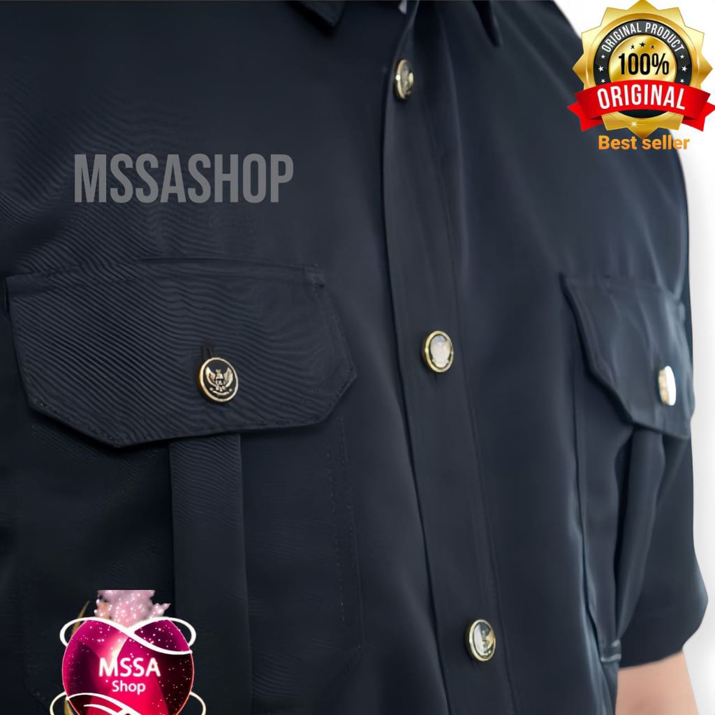 konveksi Mssashop Safari PDH HITAM lengan pendek panjang | Seragam PDH satpam Hitam lengan pendek | 