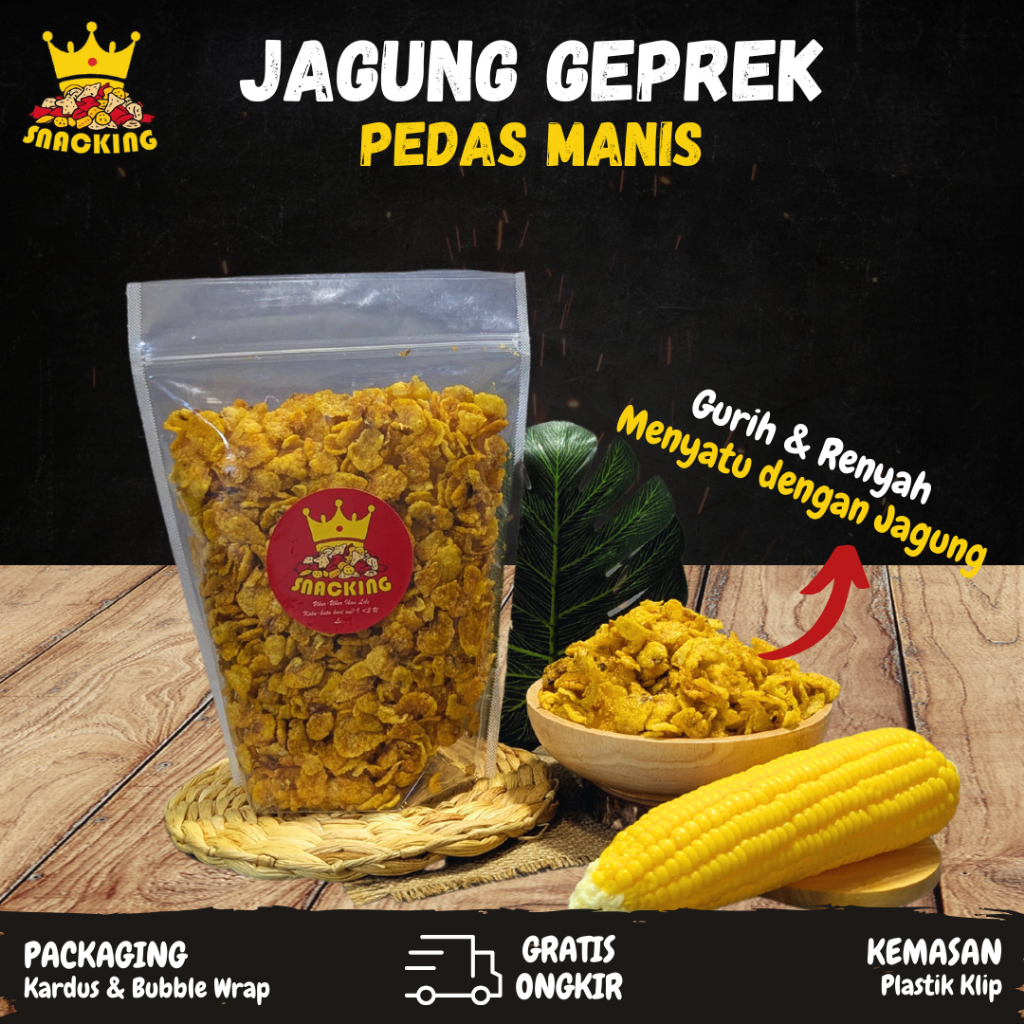 

Jagung Geprek Pedas Manis / Emping Jagung Makanan Ringan Cemilan Snack Kiloan 250gram 150gram