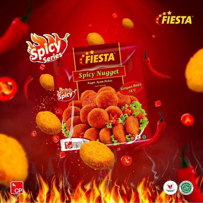 

FROZEN FOOD FIESTA CHICKEN NUGGET SPICY NUGGET AYAM PEDAS KEMASAN 500GR - DISASS JOGJA