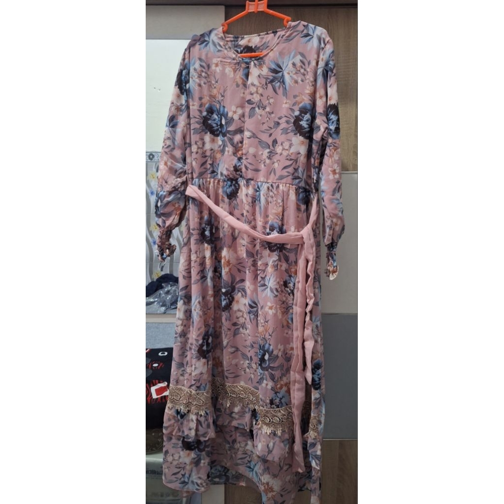 Andara renda bunga maxi dress gamis