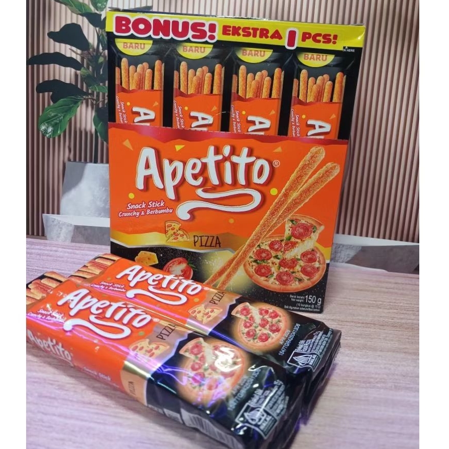 

Roma Apetito snack biskuit stick crunchy & berbumbu kemasan 1 box (150g) isi 10 bungku