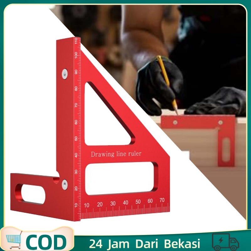 Garisan Siku Tukang Siku Tukang Segitiga Siku Penggaris Multifungsi Siku Marking Ruler 3d Alumunium