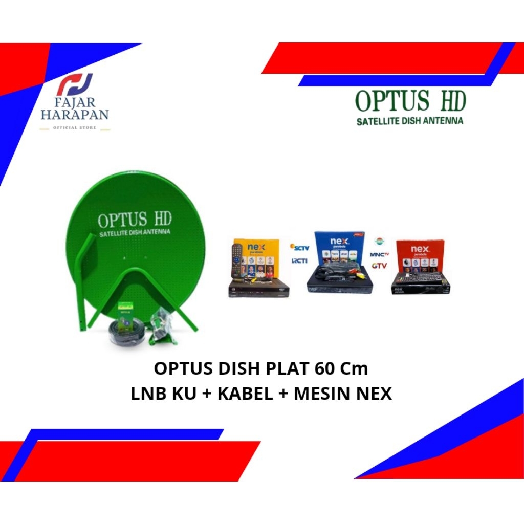 SET PARABOLA NEX HD RECEIVE+OPTUS DISHPLAT 60 CM+LNB KU+KABEL