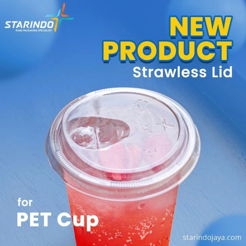 Lid Strawless Starindo DB / Lid Strawless Diameter Besar / Lid Starindo / Tutup Gelas PP Kekinian / 