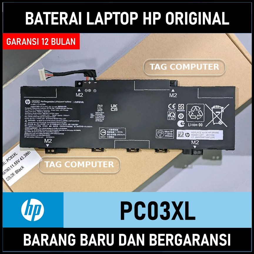 BATERAI PC03XL FOR HP PAVILION X360 14M 13-BE 15-ER 14-DY 14-DW SERIES PC03XL ORIGINAL