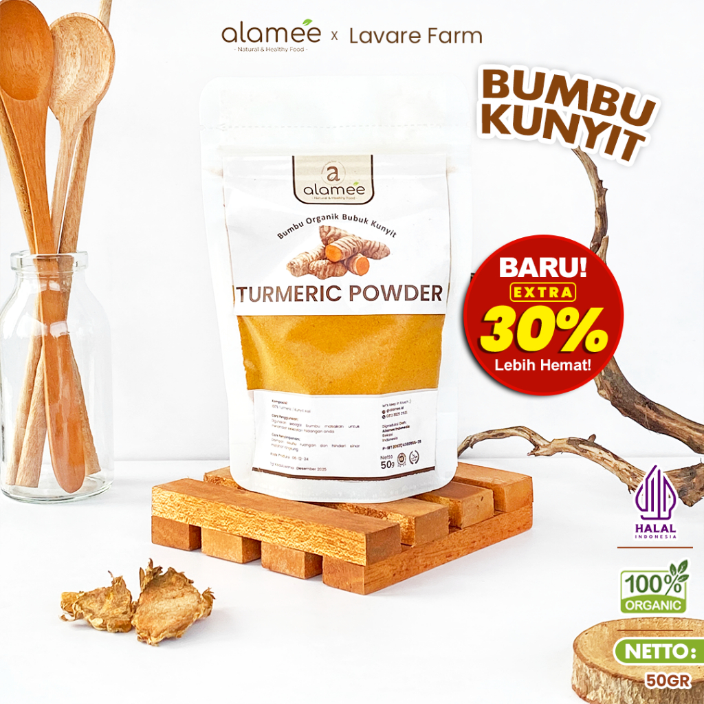 

Kunyit Bubuk Turmeric Powder Ground Bumbu Dapur Organik Rempah Rimpang Murni Asli Tanpa Campuran Bumbu Organik 50gram