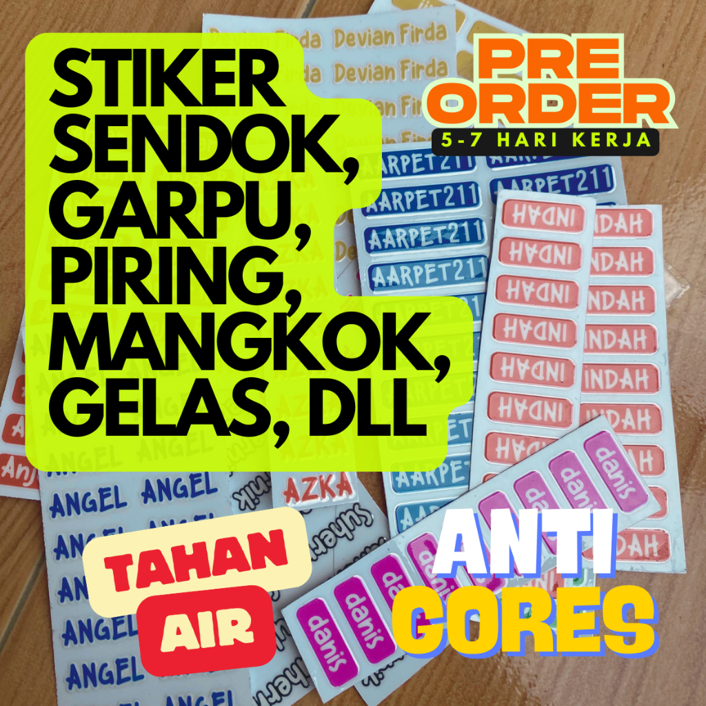 

Stiker Sendok Garpu Piring Mangkok Gelas/ Anti Gores/ Tahan Air/Termurah