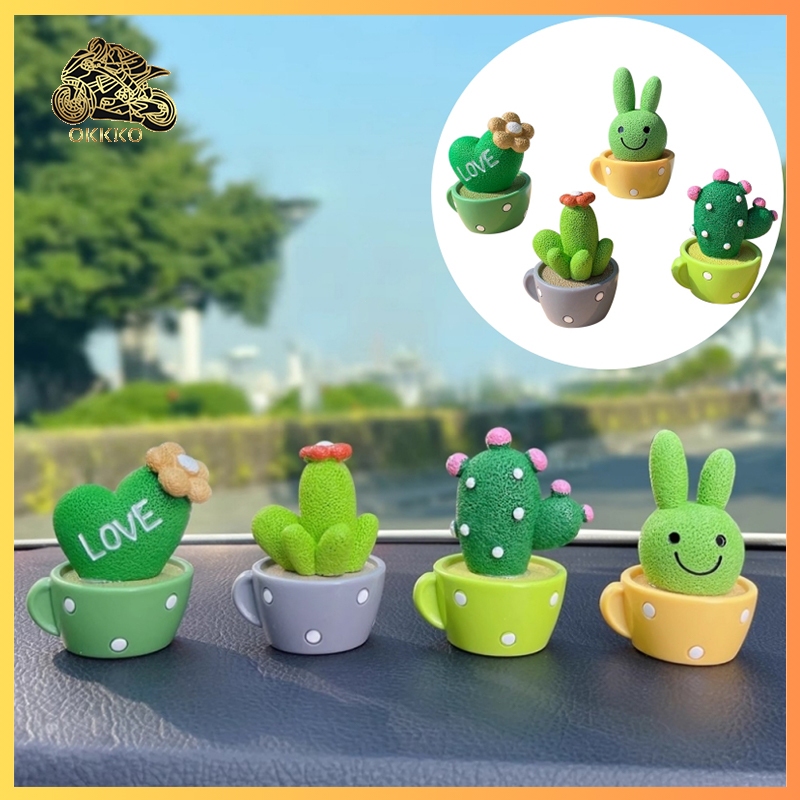 Pajangan Dashboard Mobil / Aksesoris Mobil Lucu Dan Unik / Pajangan Mobil Kaktus 4 In 1 Kepala Goyan