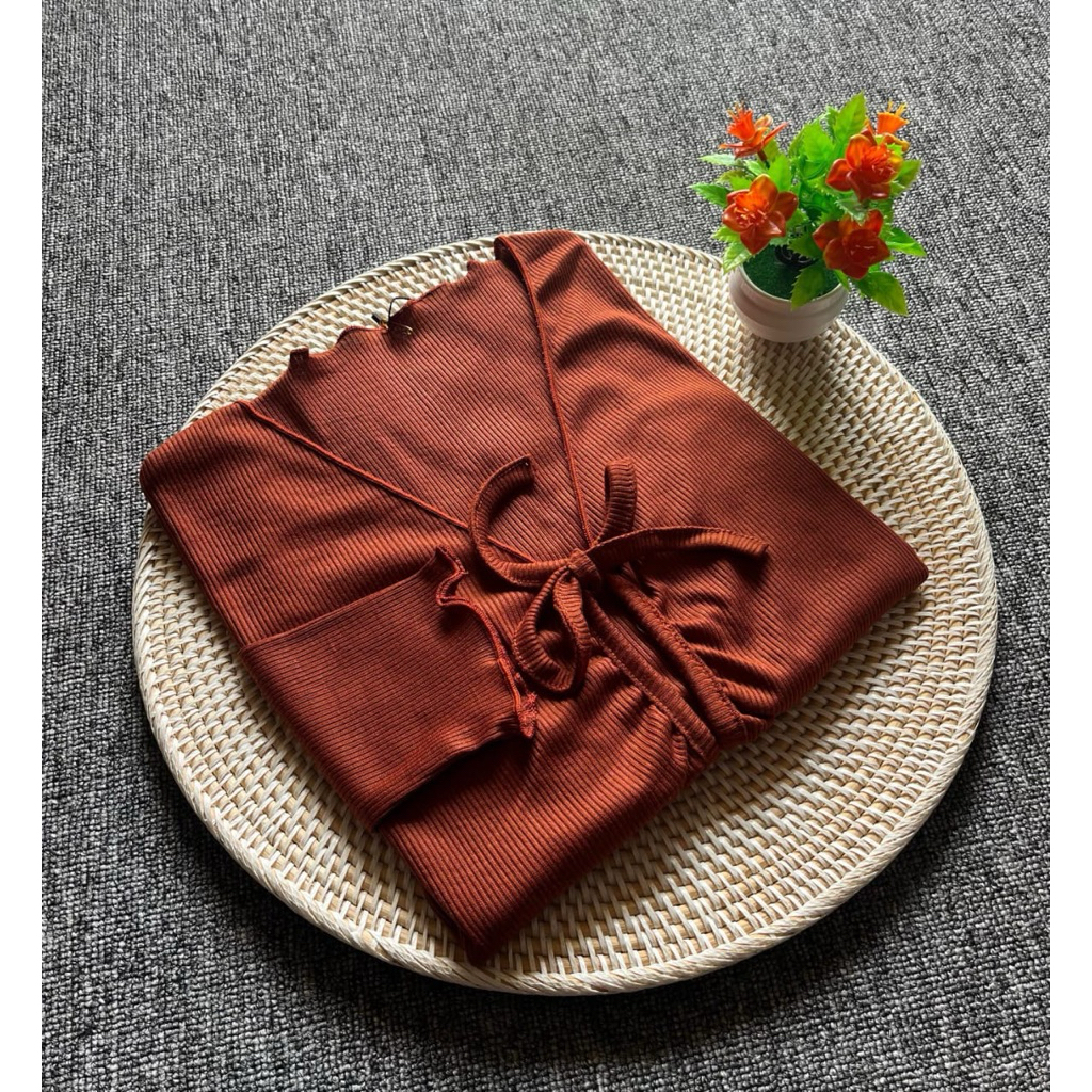 Cardi CropTop Knit Rib Tali | Cardi Ceyoon Tali Ceyon Cardi CropTop Cardi Rib Tali