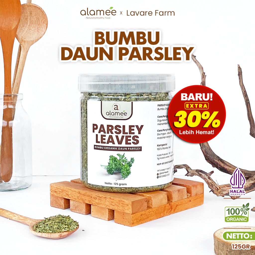 

ALAMEE Parsley Kering Daun Peterseli Dried Persley Flakes Leaves Bumbu Dapur Garnish Organik 125gr BUMA