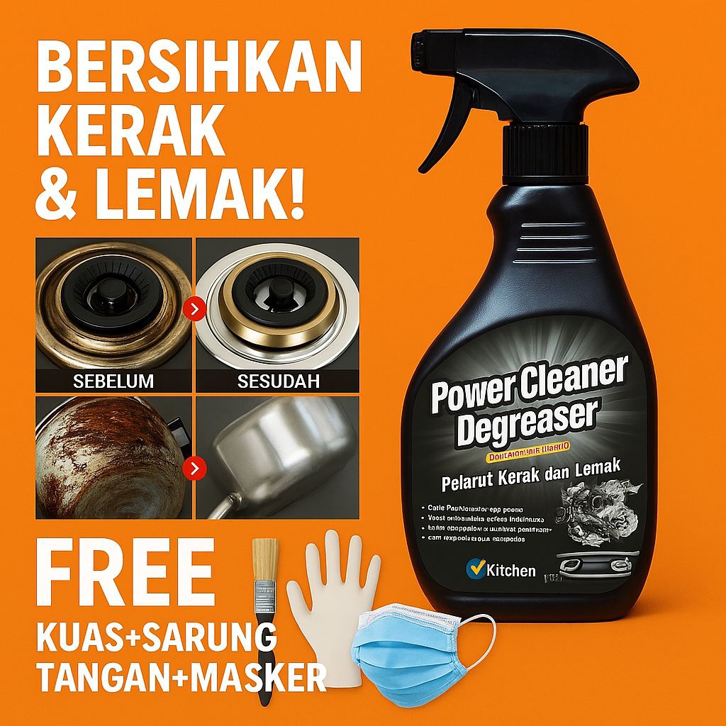 Power Cleaner Degreaser Pelarut Lemak Alat Dapur Pembersih Kerak Mesin Mobil Dan Motor Panci Hitam