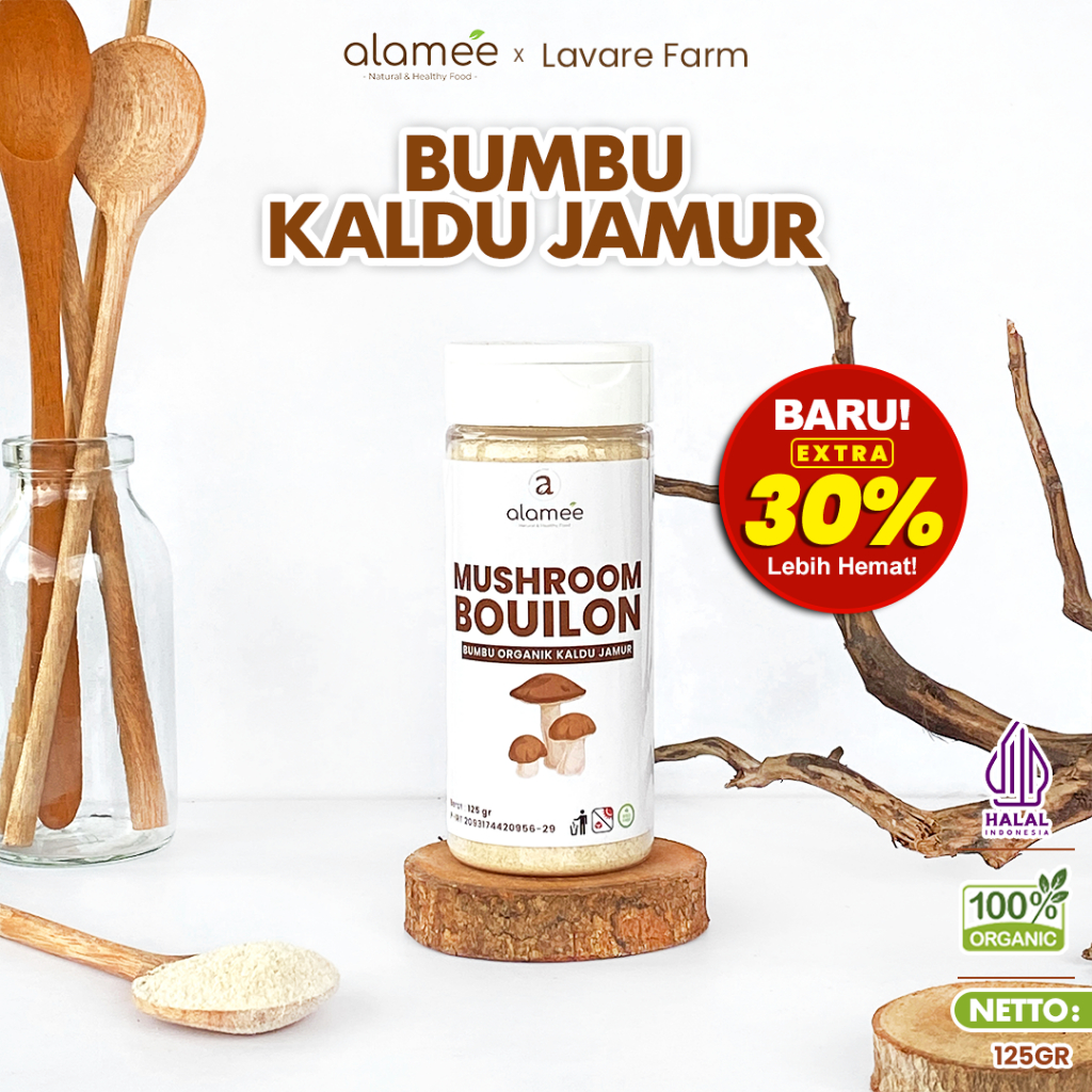 

ALAMEE Kaldu Jamur NON MSG Mushroom Powder Bubuk Bumbu Dapur Organik Praktis Tabur 125gr BUMA