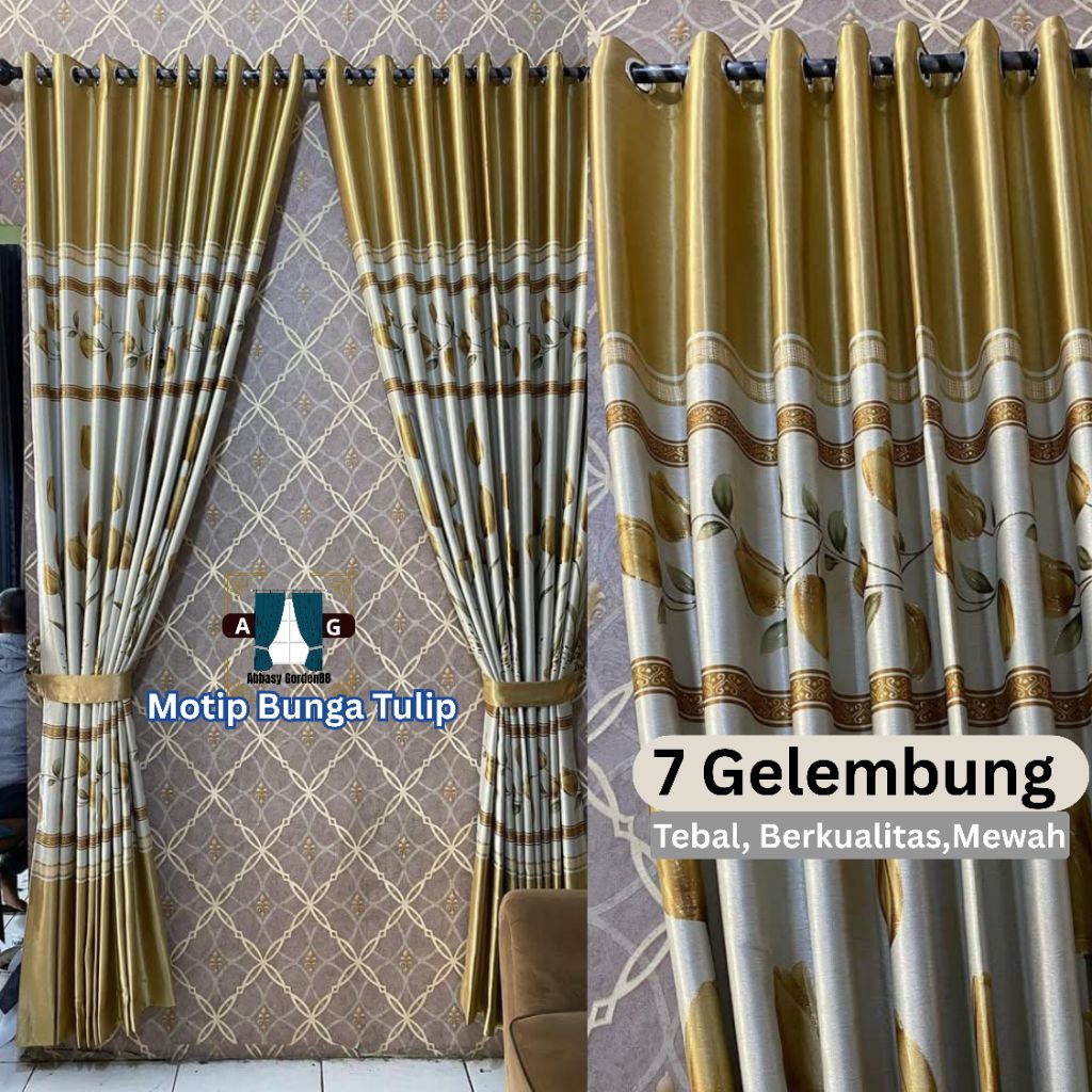 GORDEN MINIMALIS BUNGA TULIP 7 GELEMBUNG MODEL SMOKRING HORDENG JENDELA MEWAH BERKUALITAS TEBAL