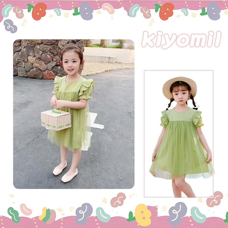 kiyomil Babyleona Dress Anak Tutu Green Ijo Tosca Size 1-7thn / Dress Anak Hijau Army Gadis sutra ga