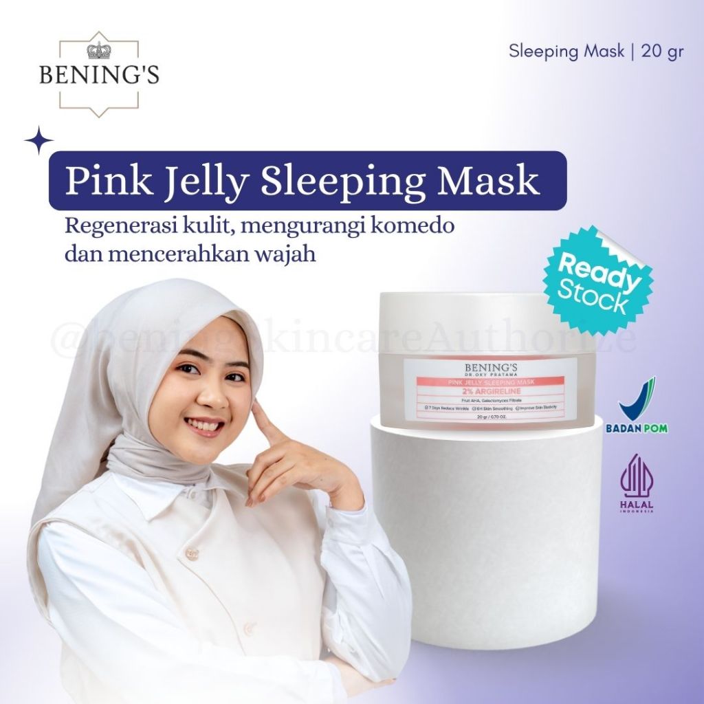 Bening's Pink Jelly Sleeping Mask Moisturizer Pelembab Wajah Mencerahkan by Benings Skincare