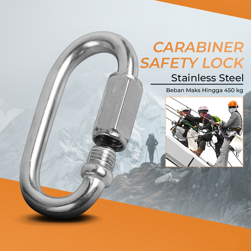 Carabiner / Pengunci Carabiner (M4) / Screw Lock Climbing / carabiner hammock / Carabiner Stainless