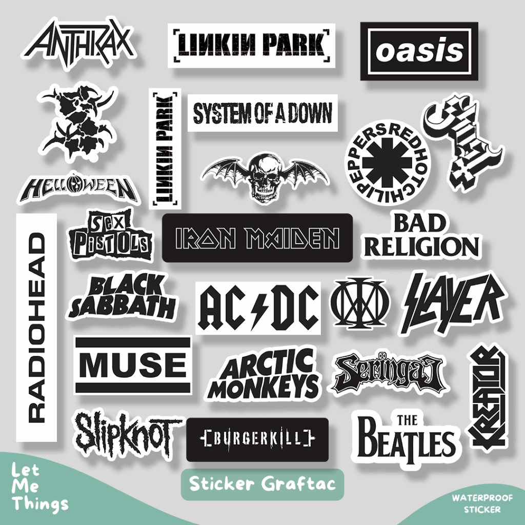 

Stiker pack aesthetic band black white || Sticker linkin park the beatles oasis artic monkeys