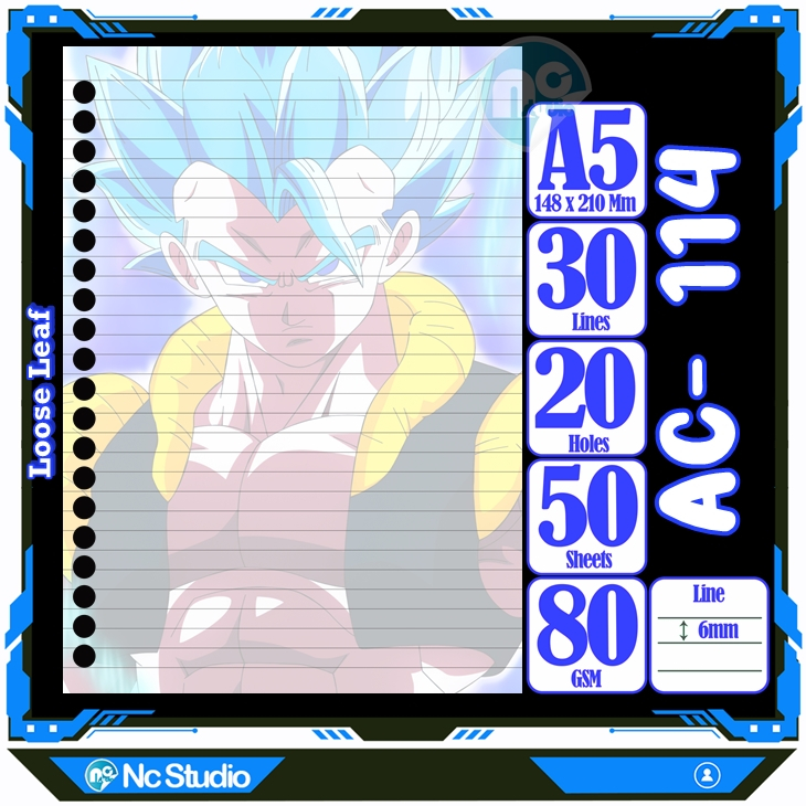 

Loose leaf Kertas binder A5 Isi 50 Lembar Polos karakter Anime Campur Naruto sasuke goku Boruto Bejita Bleach one piece Buku Refil isi ulang lucu warna warni bergambar garis Repil Vol-1