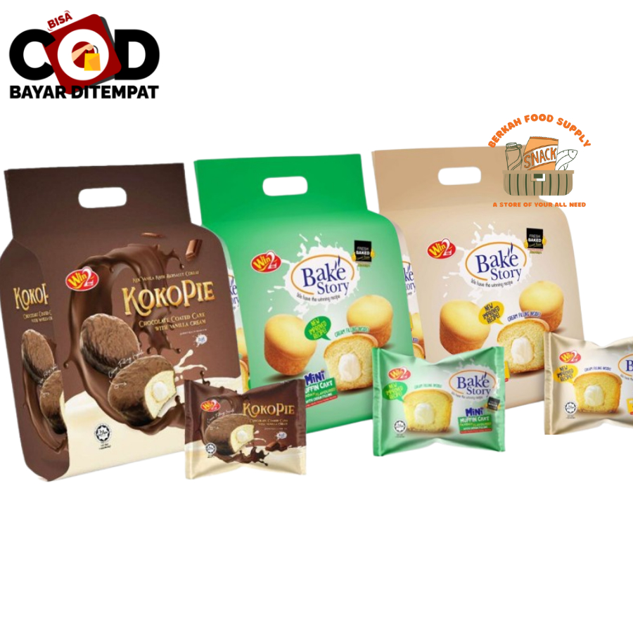 

[ BERKAH ] Win2 Bake Story Win Win Bake Story 200gr isi 10 Muffin Pie Cake With Cream Filling Original Pandan Snack Cemilan Import Halal
