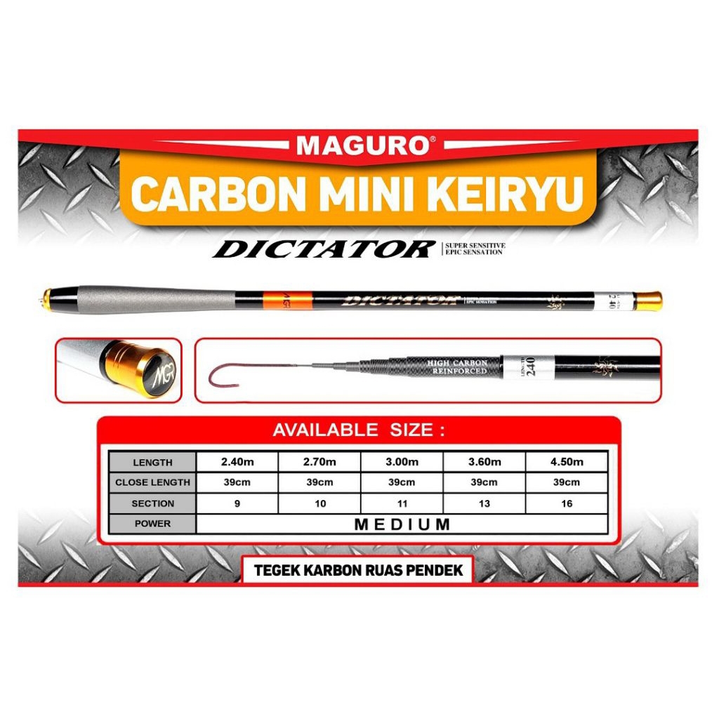 Joran Pancing Tegeg Carbon MAGURO DICTATOR 240, 270, 300, 360 Ruas Pendek