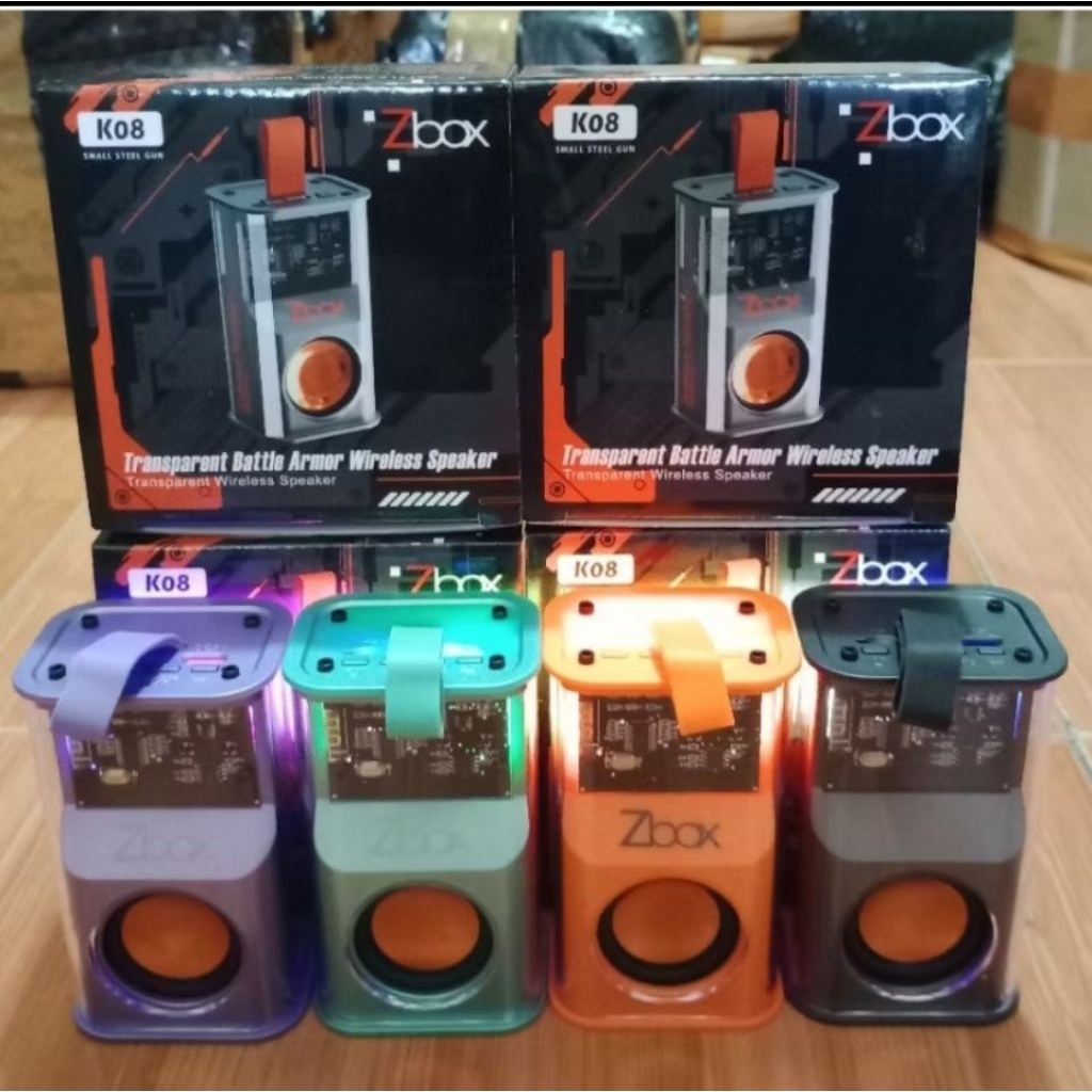 SPEAKER ZBOX K08 ARMOUR SPEAKER PORTABLE SOUND TRANSPARAN ZBOX K-08 BASS SUARA