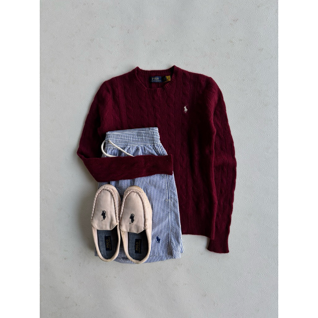 Polo Ralph Lauren Cable Wool Burgundy Sweater