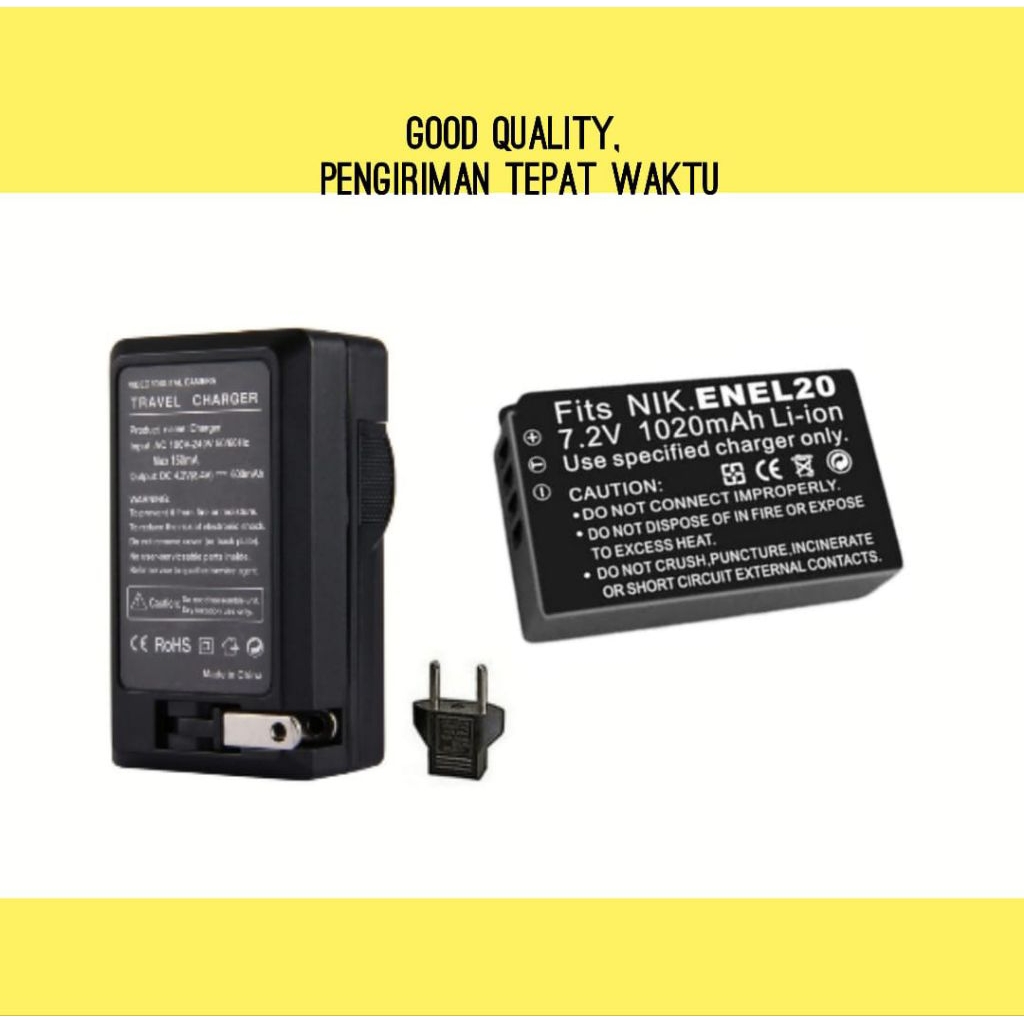 Charger & Baterai Nikon EN-EL20 AW1 Coolpix A P950 P1000 P1100 Batre Casan