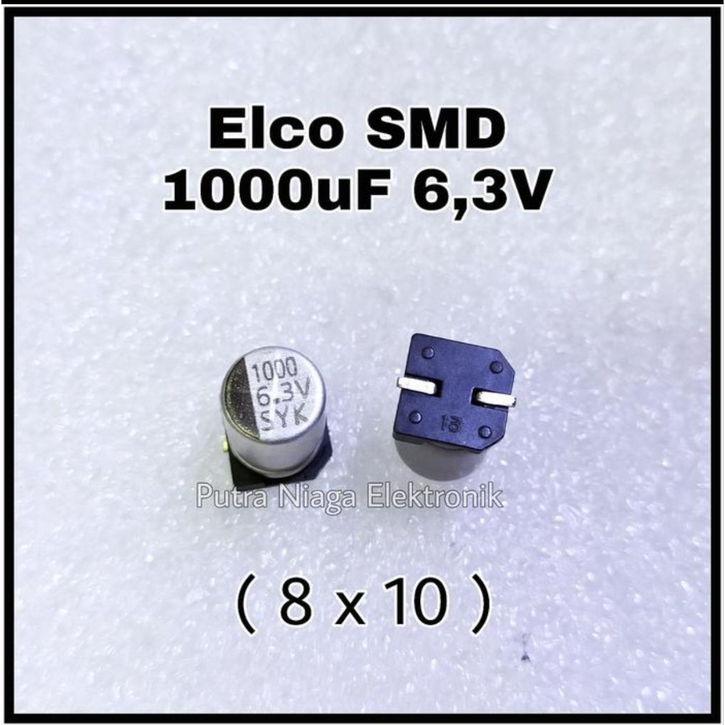 Kapasitor Elco SMD 1000uF 6,3V Alumunium 1000 uF 6.3V Aluminum Kapasitor size 8x10 mm