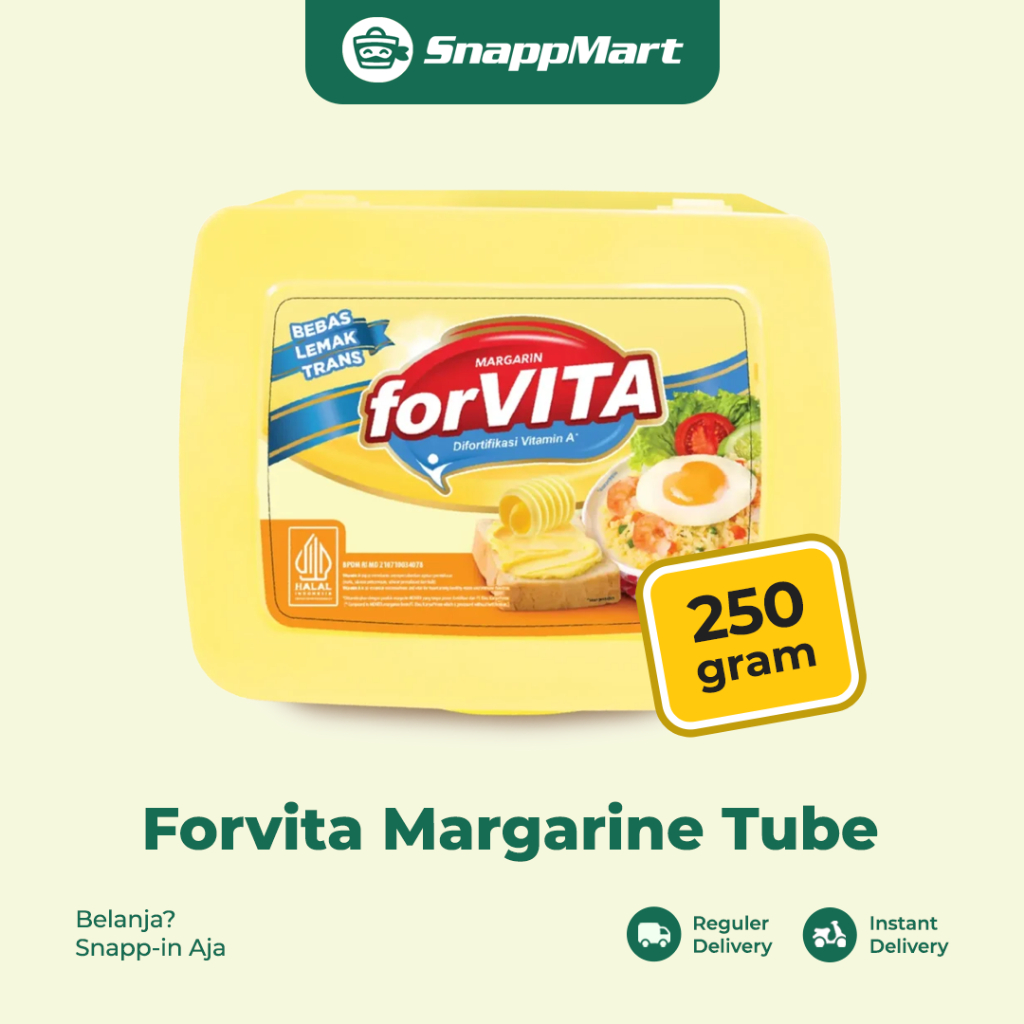 

Forvita Margarine Tube Mentega (250 gram) - REGULER / INSTANT / SAMEDAY - Susu & Olahan