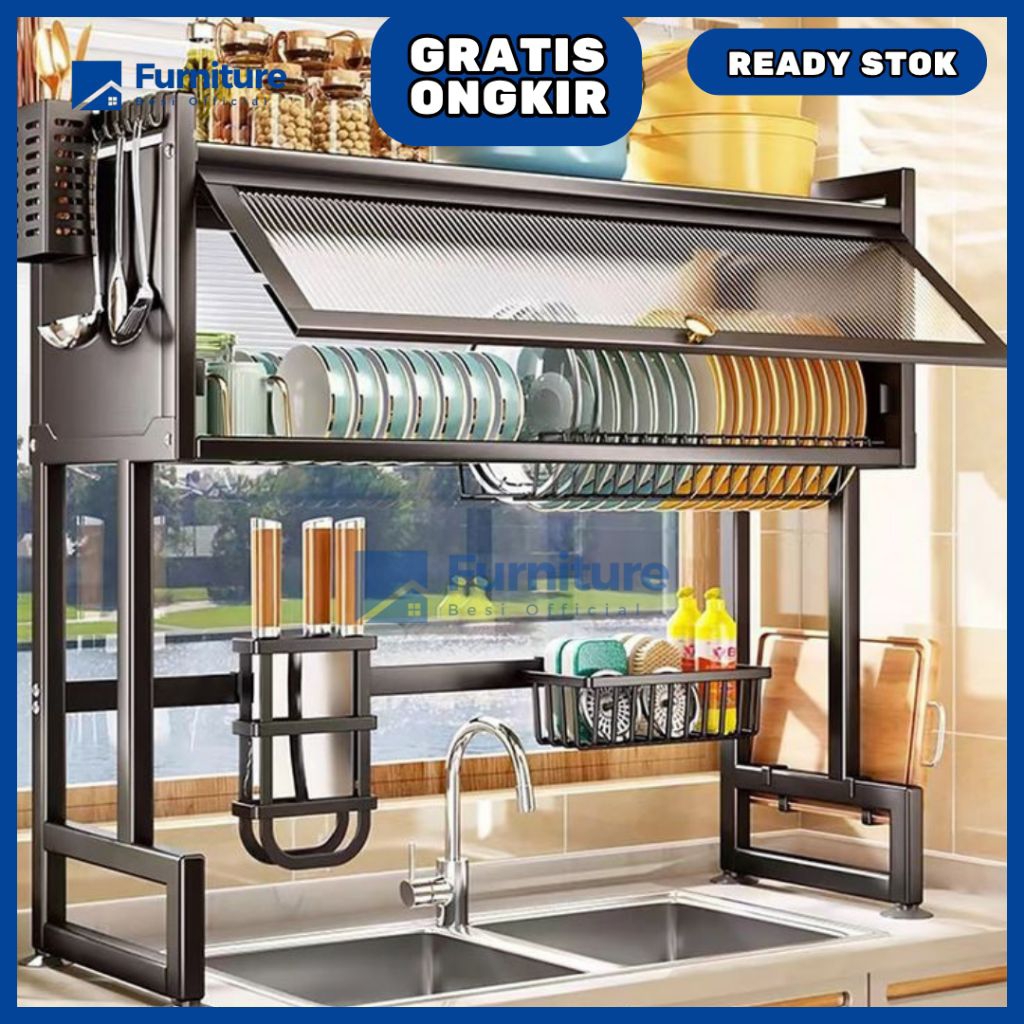 Rak piring stainless / Rak piring minimalis / Rak piring wastafel / Rak piring tertutup