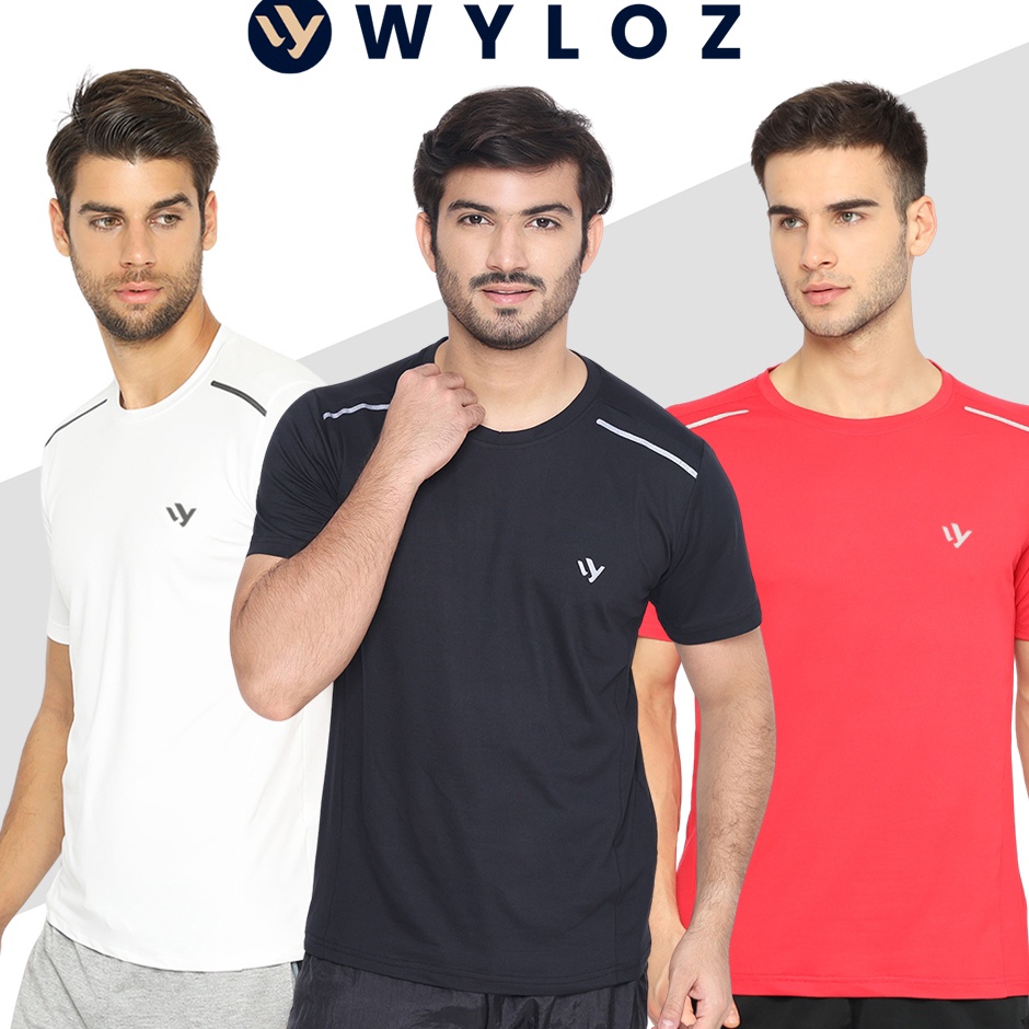 BISA COD WYLOZ Baju Kaos Olahraga Training Lengan Pendek Pria Gym Fitness Jersey Lari Running Sepeda