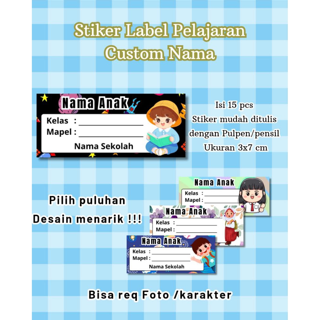 

Stiker label pelajaran custom