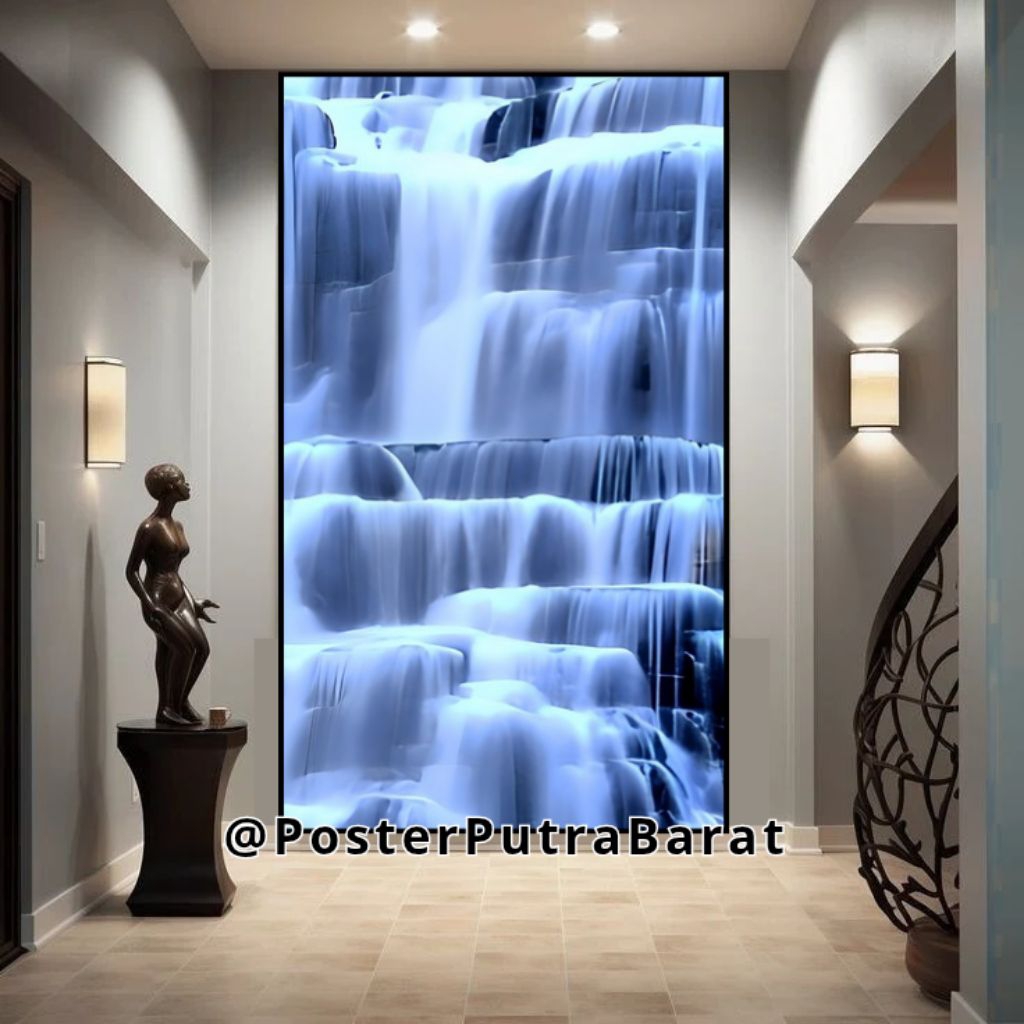 Poster Cetak Hiasan Dinding Jumbo Gambar Pemandangan Air Terjun Uk  122 X 244 Cm Tanpa Bingkai, Deko