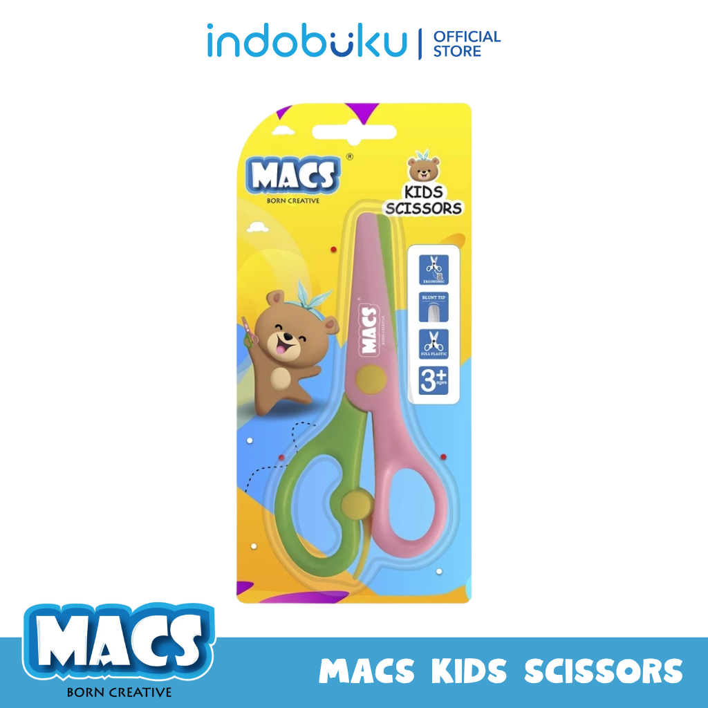 

Macs Gunting Anak Aman Dipakai Warna Hijau Merah Muda / Kids Scissors Green Pink