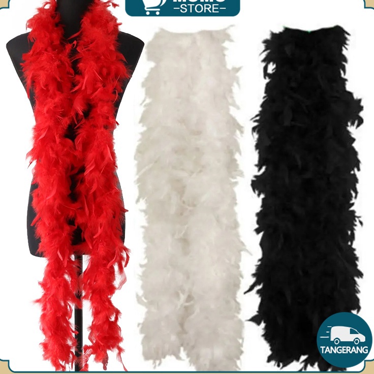COD  2m Selendang Bulu Ayam Karnaval Pesta Syal Bulu Ayam Bulu Kalkun