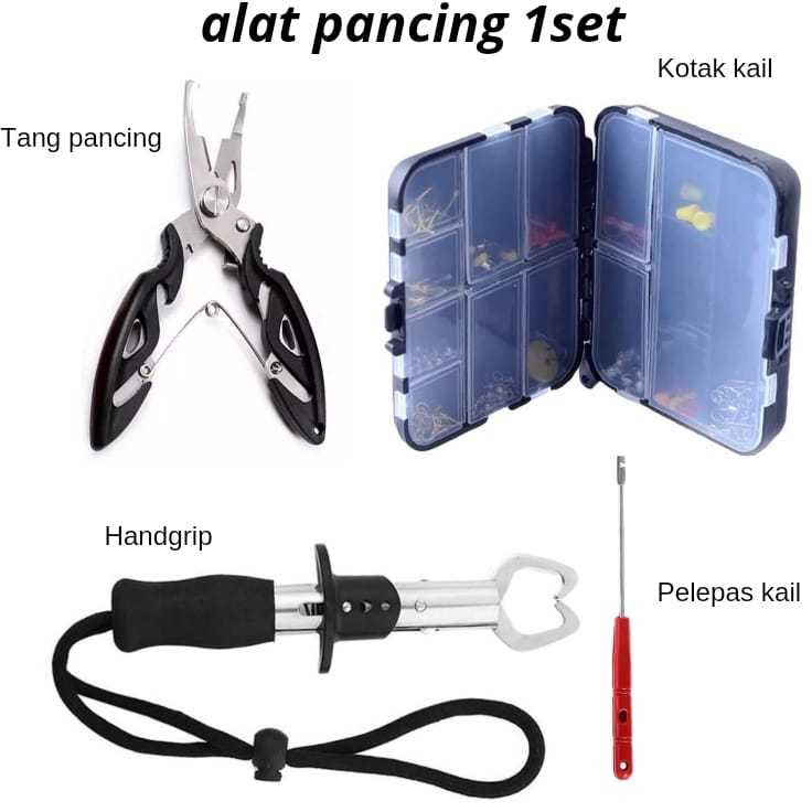 Terbaik Peralatan mancing set tang kail pancing mata kail kotak kail handgrip mulut umpan ikan