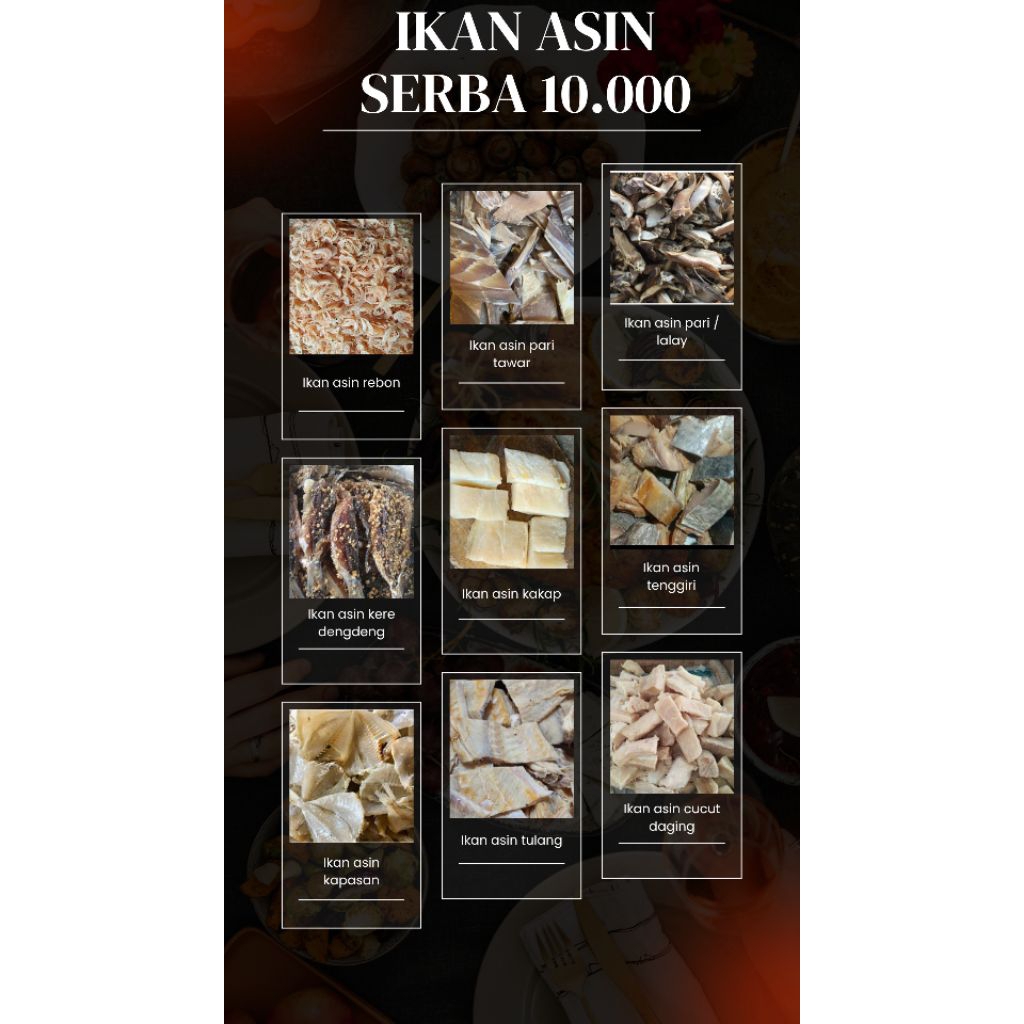 

TERMURAH !!! IKAN ASIN SERBA 10.000 IKAN ASIN BERKUALITAS