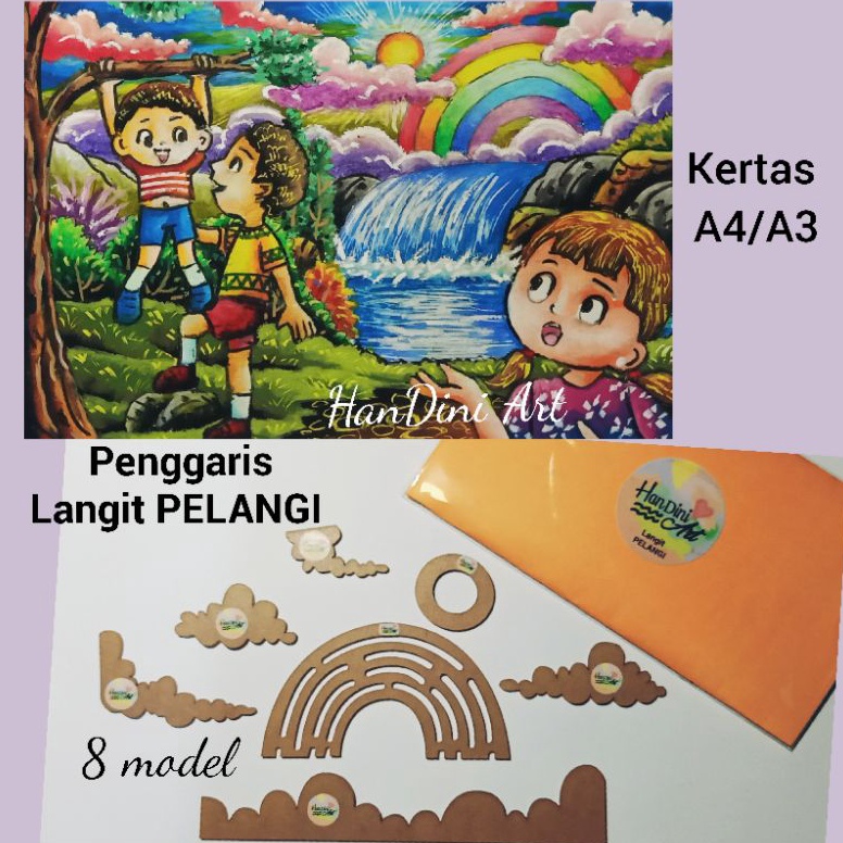 

KODE S86R Penggaris Langit Pelangi HanDini Art Cetakan Akrilik Bening 2mm Peralatan Menggambar