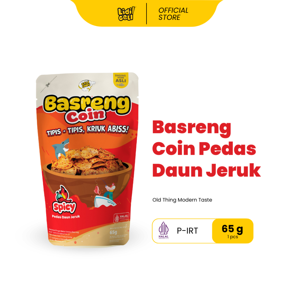 

Geli Chips - Basreng Koin Spicy Gurih Pedas Tipis Kriuk 65gr