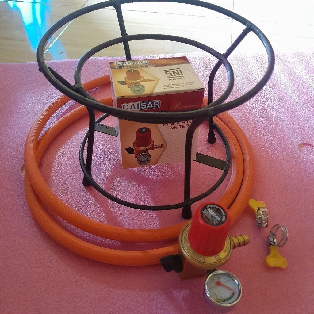 Caisar Paket Lengkap Kompor 203 Regulator Meter Caisar Tungku Selang 2 Meter 2 Klem Cocok Untuk Jual