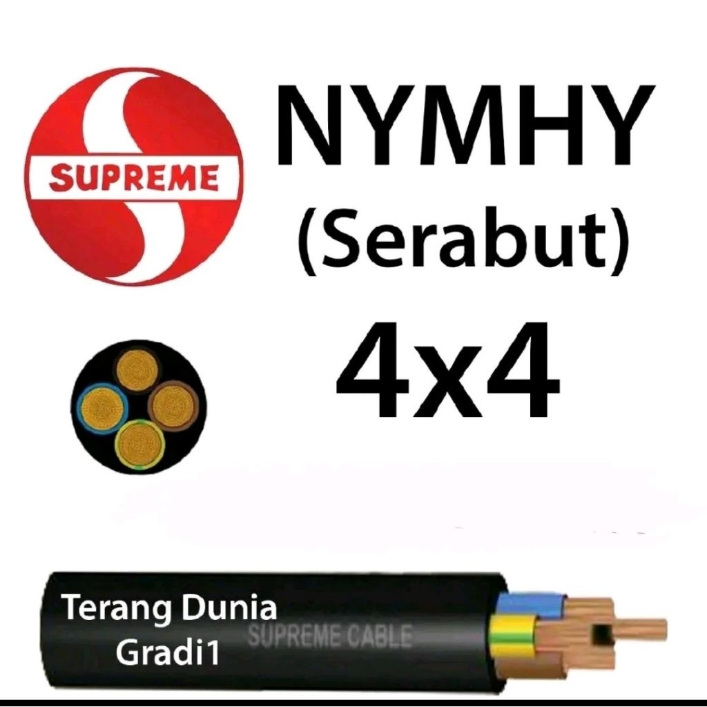 Kabel Serabut 4x4 Meteran Kabel Supreme Serabut 4x4 Kabel Nymhy 4x4 Meteran Kabel Nymhy Supreme 4x4 