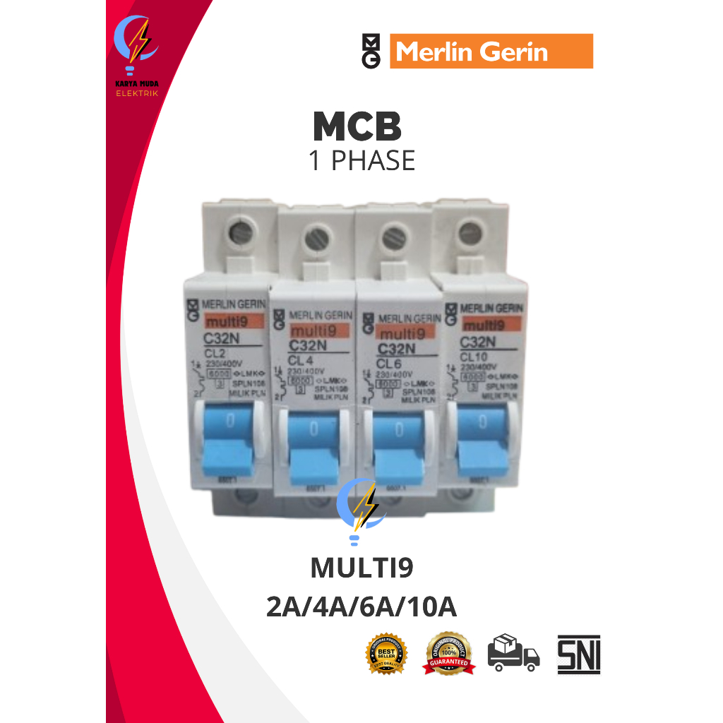 MCB Merlin gerin MULTI9 2/4 6/10A SNI MCB PLN
