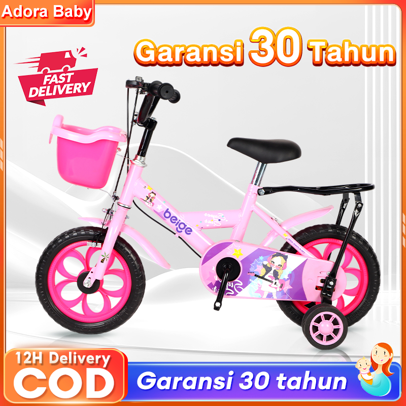 {Garansi 30 Tahun} Sepeda anak usia 3 - 12 tahun 12 inch Cewek Keranjang REM sepeda anak perempuan