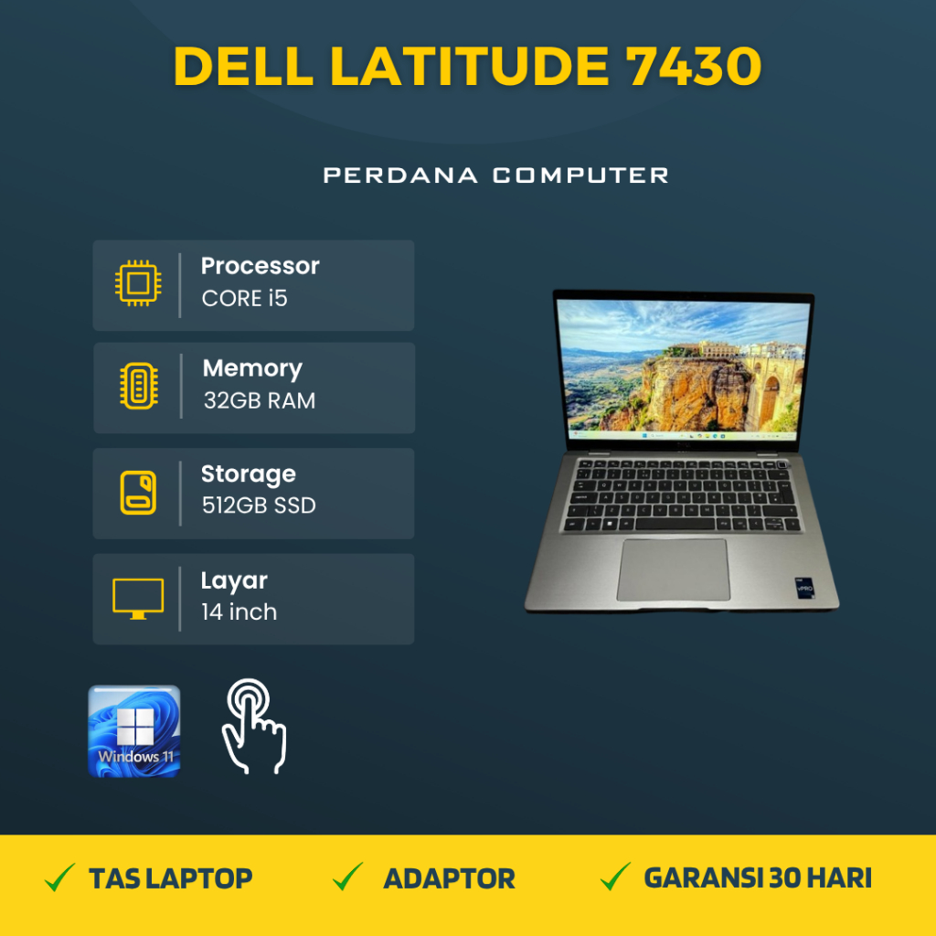 Dell Latitude 7430 Touchscreen Core i5 Gen 12 Ram 32GB SSD