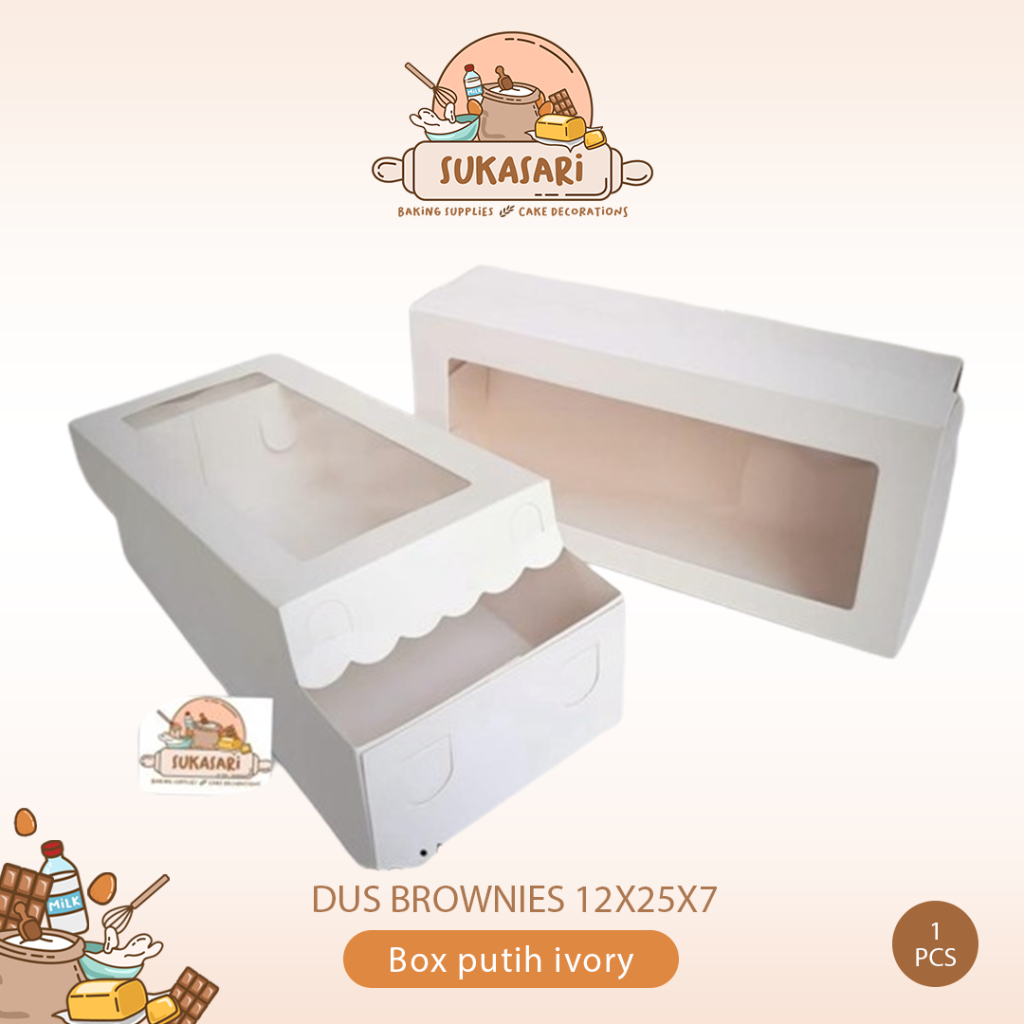 

Dus Brownies 12x25x7 cake Box putih ivory