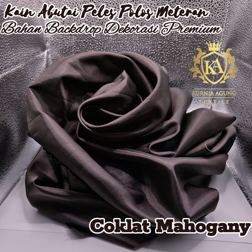 Per Setengah Meter Kain Peles Polos Abutai Kahatex Warna COKLAT MAHOGANY Bahan Furing Lapisan Kebaya