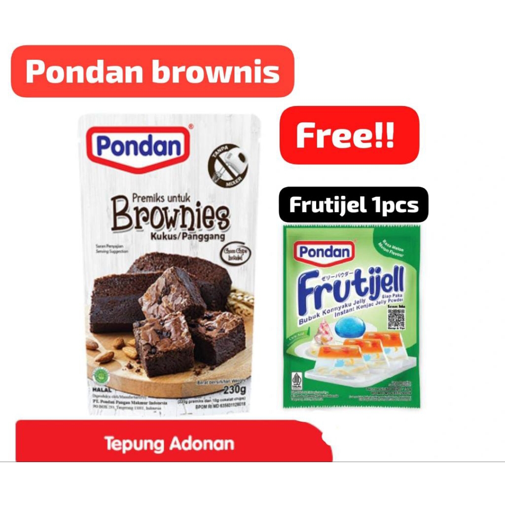 

Pondan Brownies Kukus/Panggang Instan 230gr FREE Frutijel 1pcs