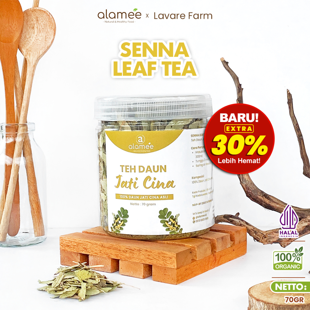 

ALAMEE Teh Daun Senna Jati Cina Leaf Tea Herbal Alami Organik Dried Flower 70gr BUMA