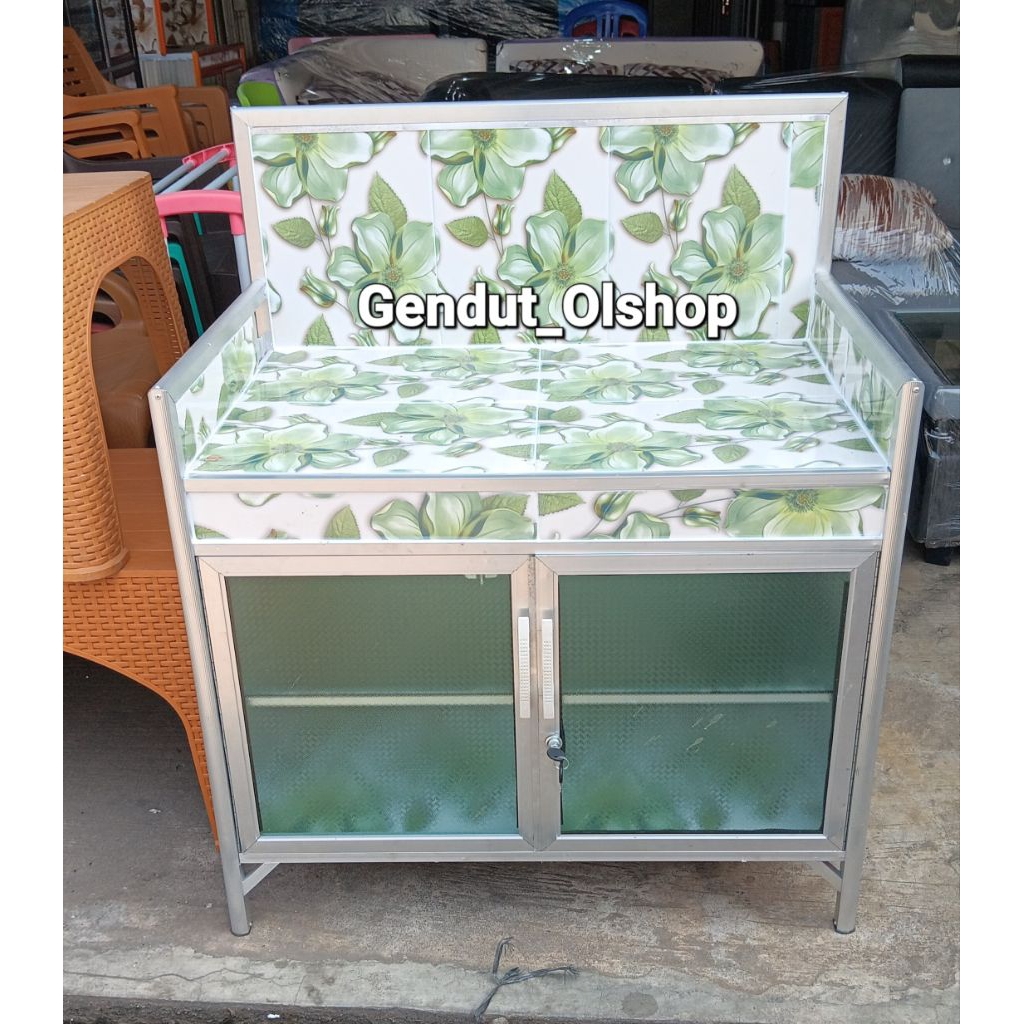 (Khusus Wilayah Kota Palembang) Meja Kompor/Rak Kompor 4keramik Meja Serbaguna 2pintu 4keramik (Baha